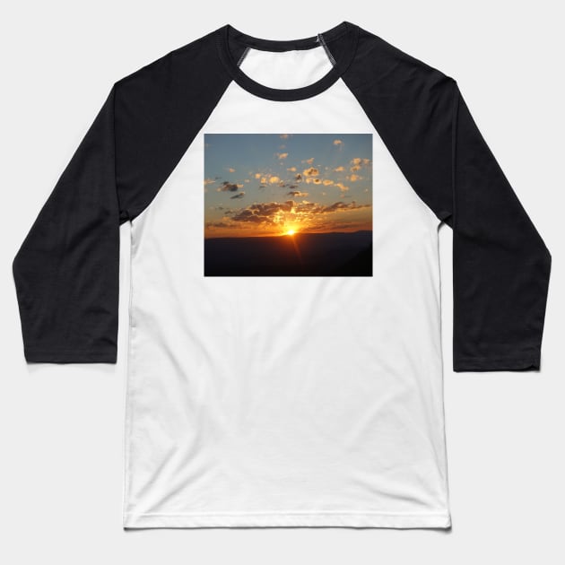 Fiery sunset with clouds Baseball T-Shirt by Artstastic